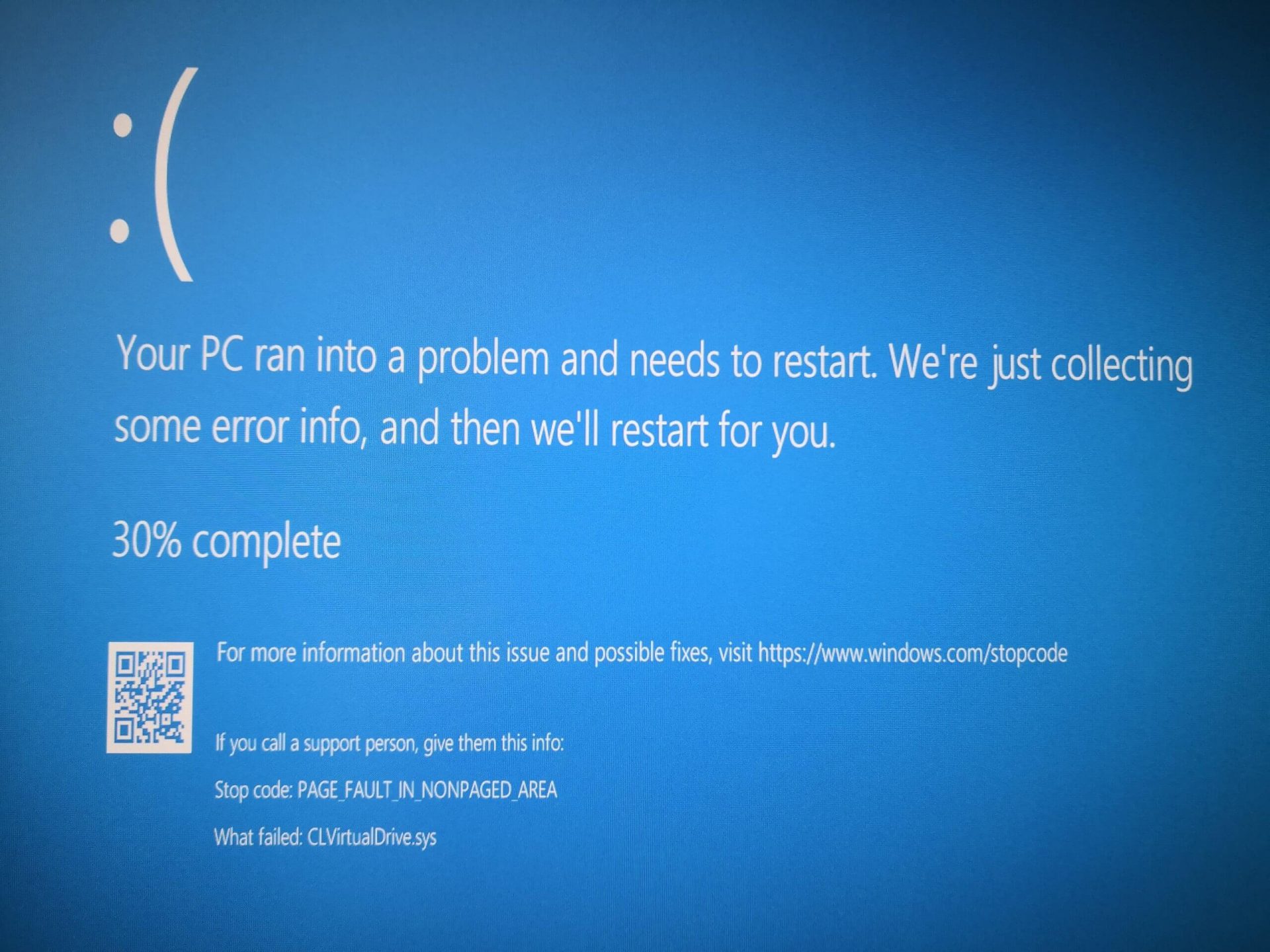 Page Fault in Non-Paged Area