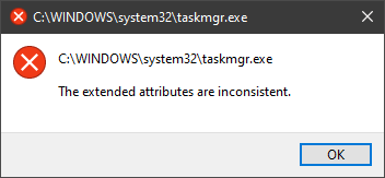 The Extended Attributes Are Inconsistent Error